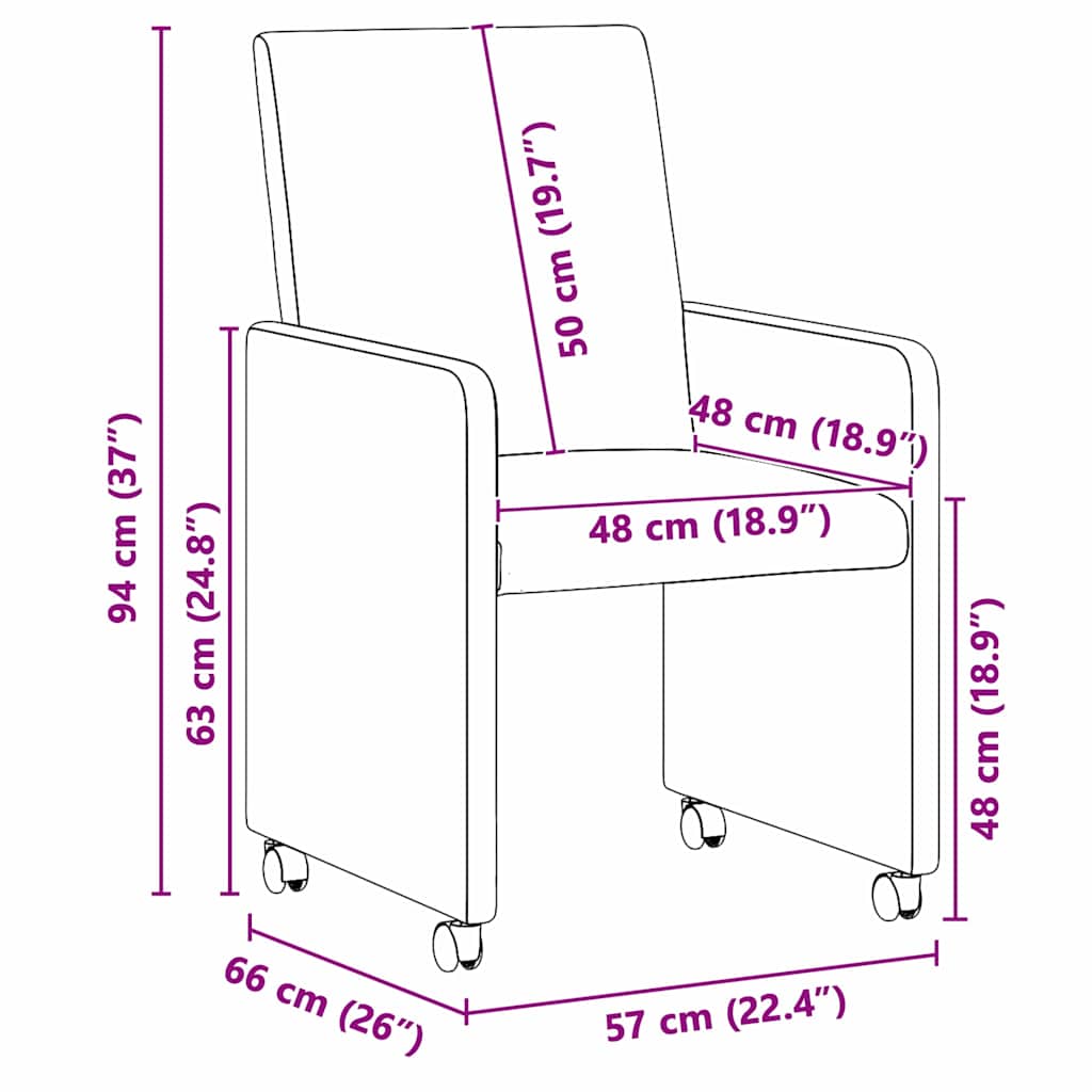 Scaune de dining 2 pcs Negru 57 x 66 x 94 cm Piele artificială GartenMobel Dekor