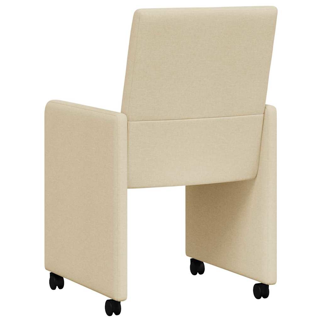 Scaune de dining cu roți 2 pcs Crem 57 x 66 x 94 cm țesătură GartenMobel Dekor