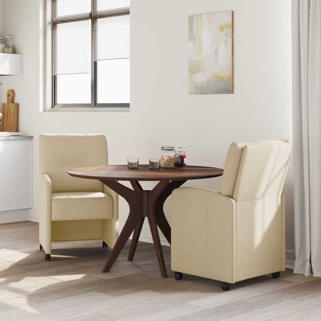 Scaune de dining cu roți 2 pcs Crem 57 x 67 x 95 cm țesătură GartenMobel Dekor
