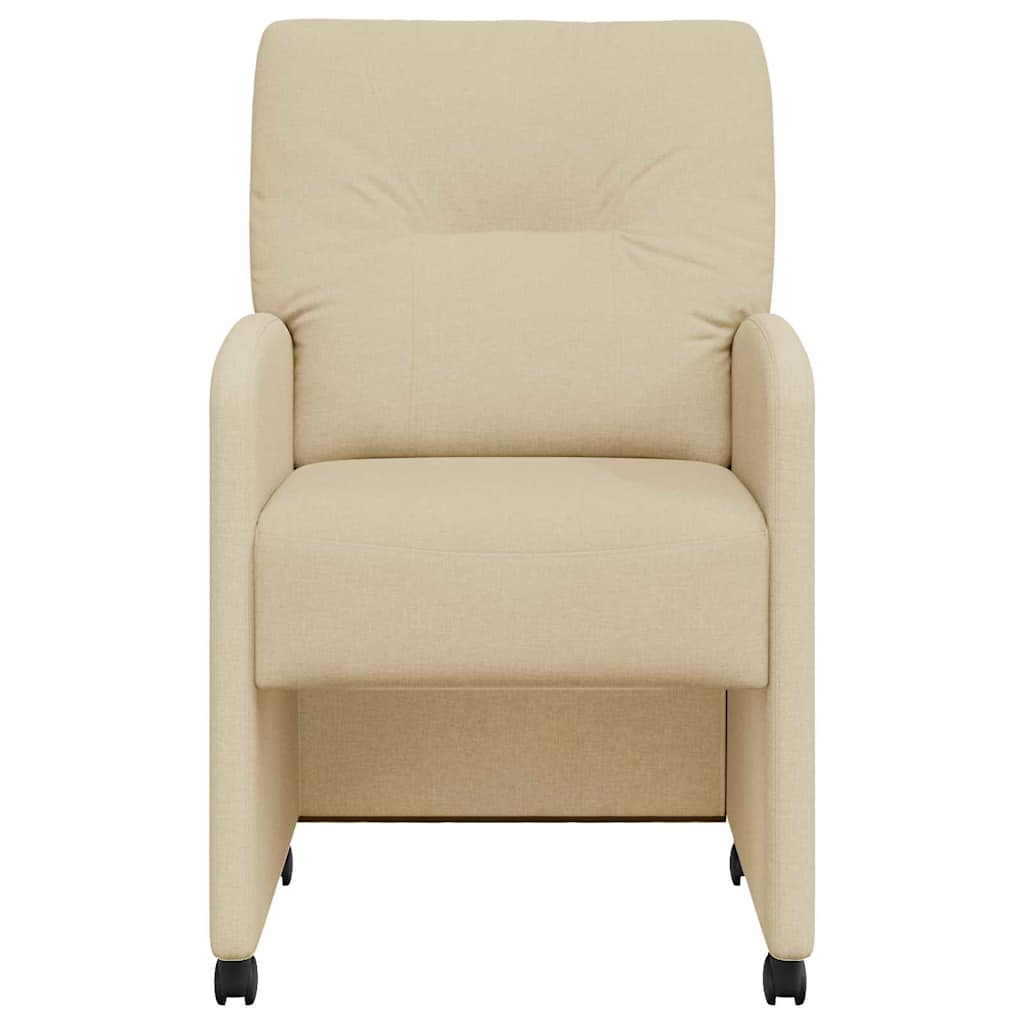 Scaune de dining cu roți 2 pcs Crem 57 x 67 x 95 cm țesătură GartenMobel Dekor