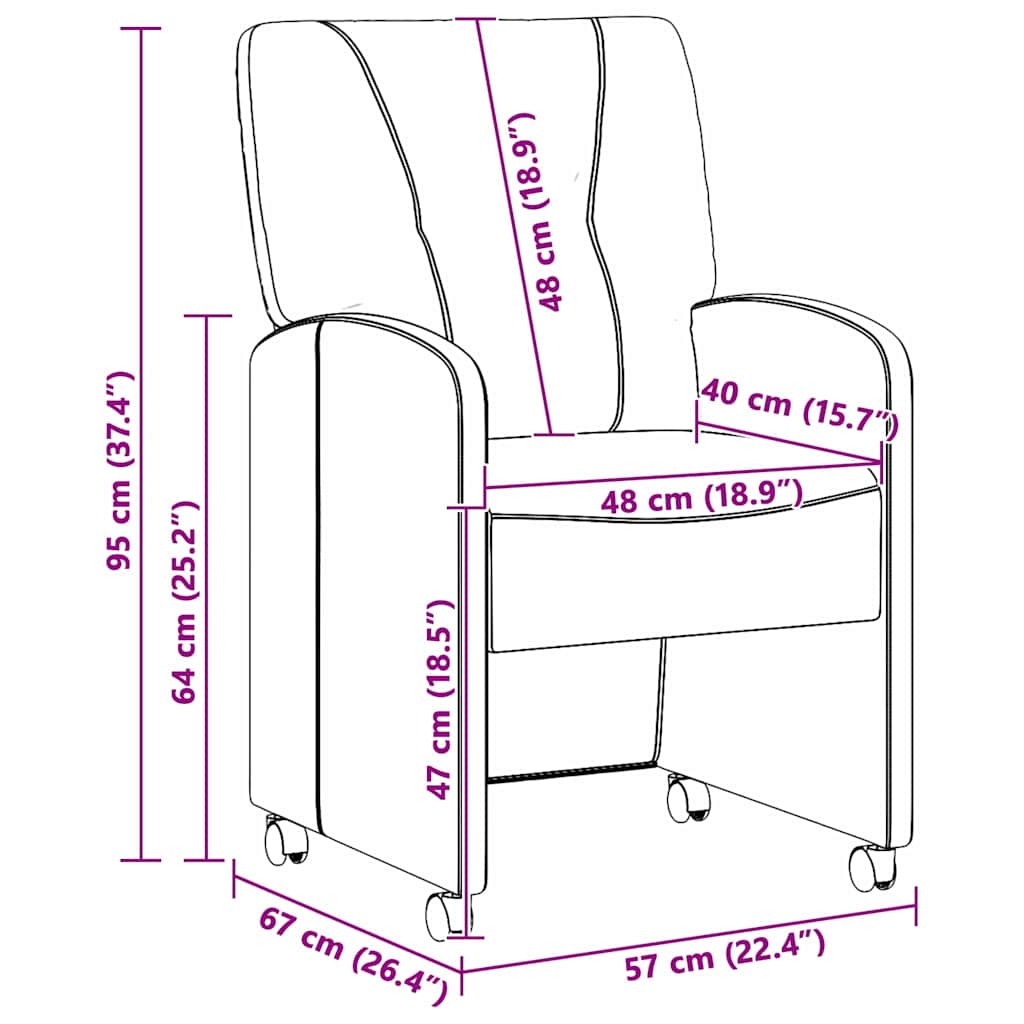 Scaune de dining cu roți 2 pcs Gri deschis 57 x 67 x 95 cm GartenMobel Dekor