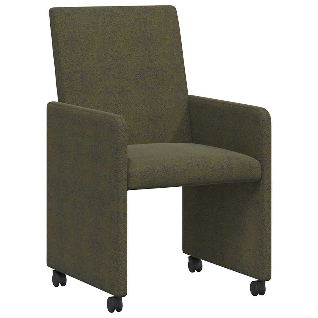 Scaune de dining cu roți 2 pcs Verde militar 57 x 66 x 94 cm GartenMobel Dekor