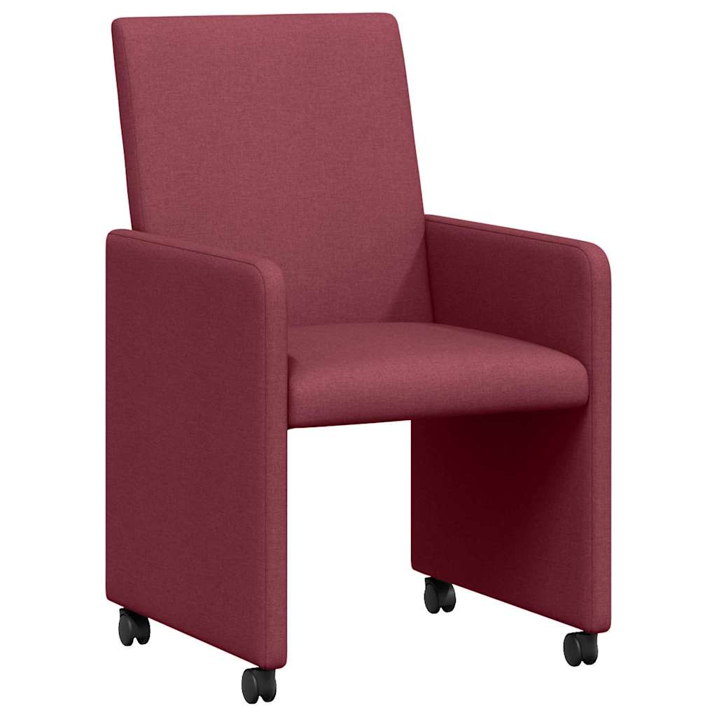 Scaune de dining cu roți 2 pcs bordo 57 x 66 x 94 cm țesătură GartenMobel Dekor
