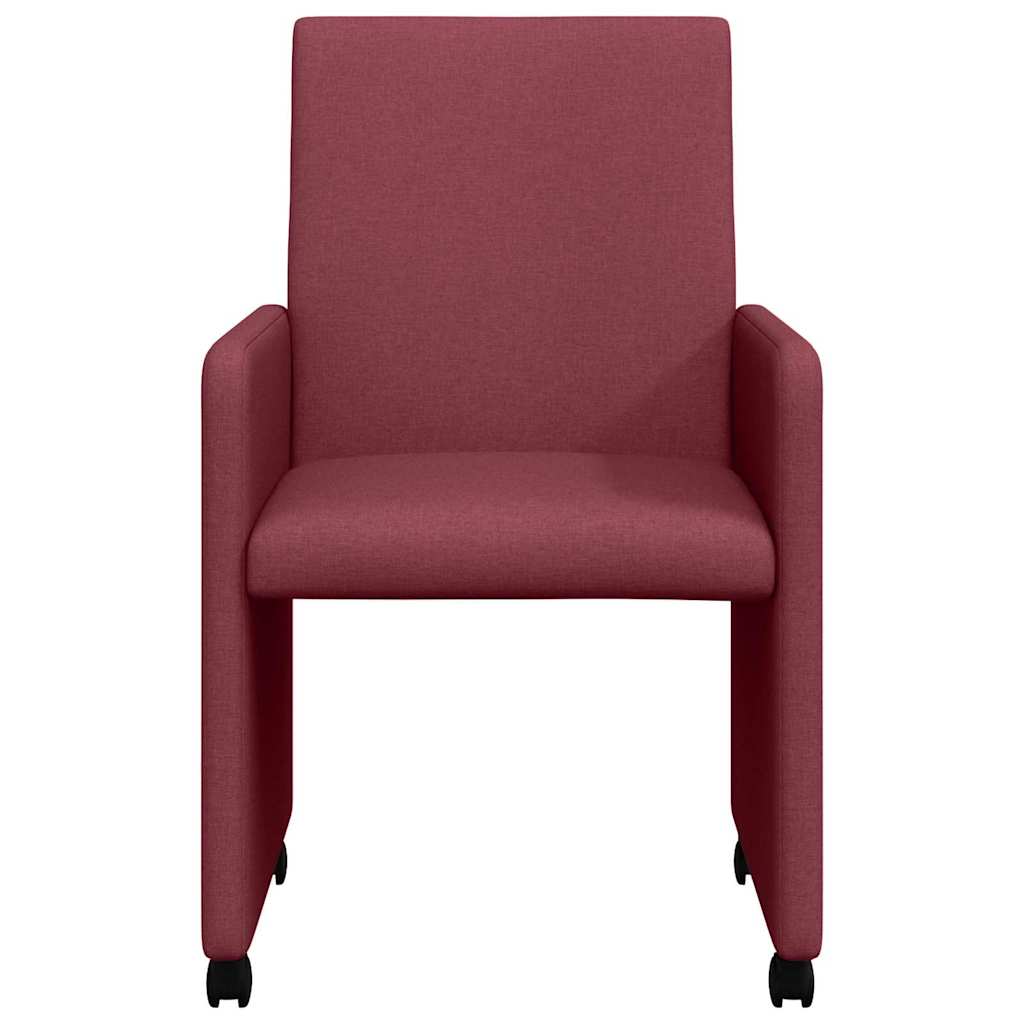 Scaune de dining cu roți 2 pcs bordo 57 x 66 x 94 cm țesătură GartenMobel Dekor