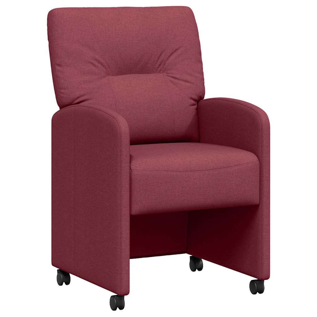 Scaune de dining cu roți 2 pcs bordo 57 x 67 x 95 cm țesătură GartenMobel Dekor