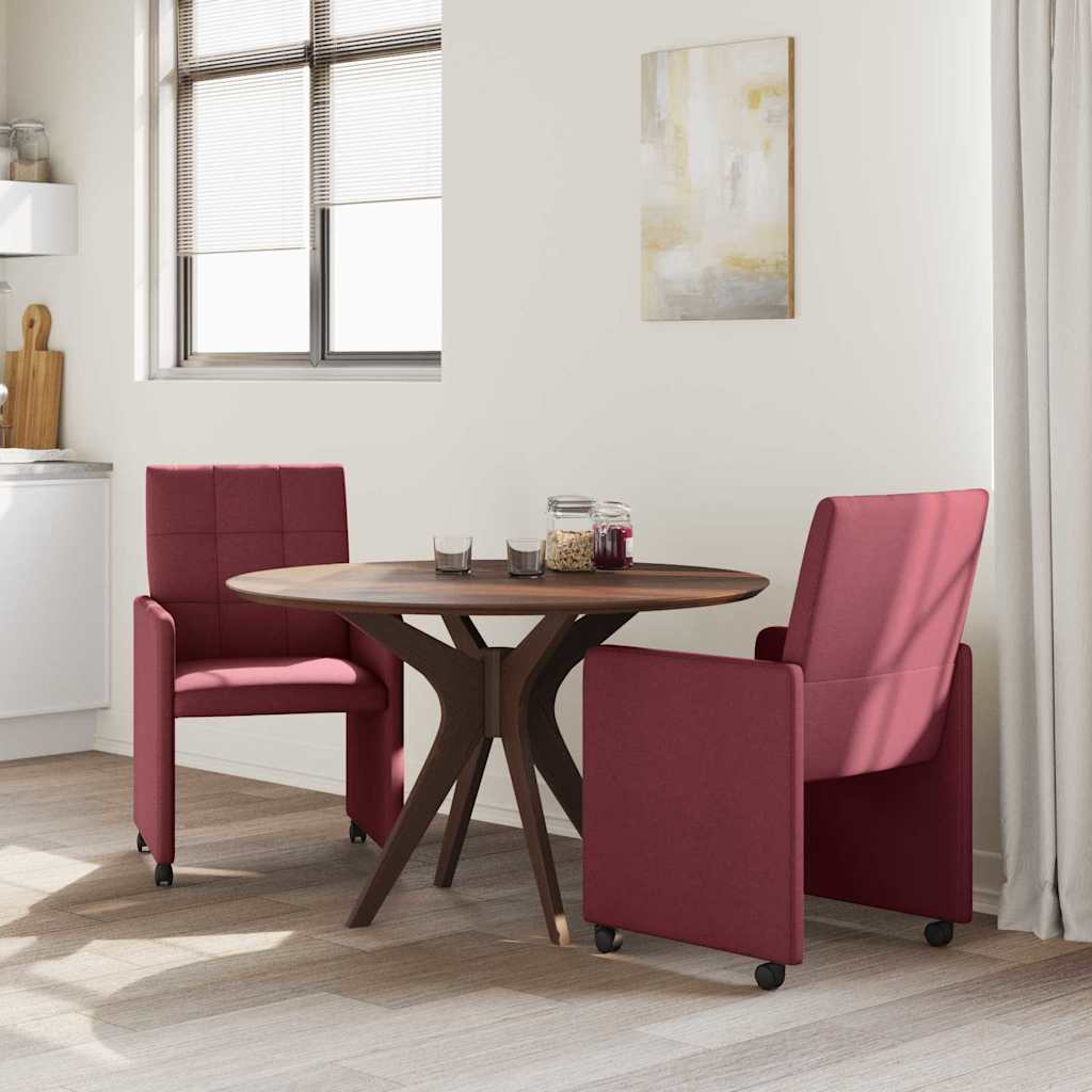 Scaune de dining cu roți 2 pcs bordo 58 x 65 x 94 cm țesătură GartenMobel Dekor