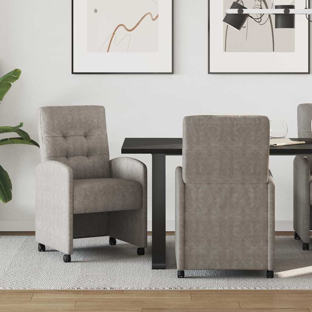 Scaune de dining 2 pcs Gri 57 x 67 x 98 cm Piele artificială GartenMobel Dekor