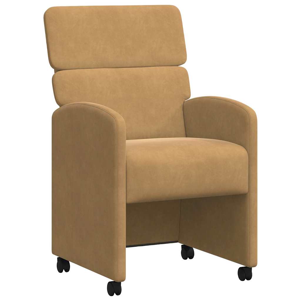 Scaune de dining cu roți 2 pcs Maro 58 x 65 x 98 cm Catifea GartenMobel Dekor