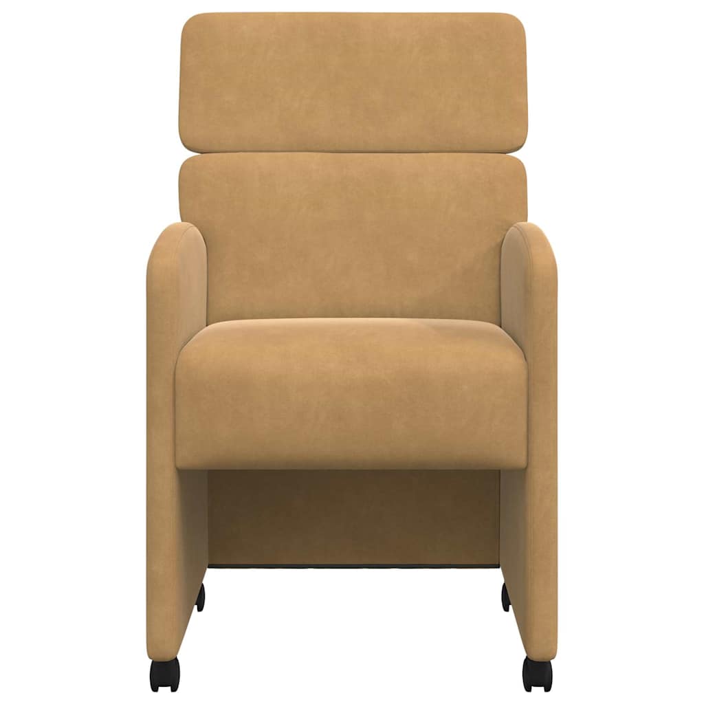 Scaune de dining cu roți 2 pcs Maro 58 x 65 x 98 cm Catifea GartenMobel Dekor
