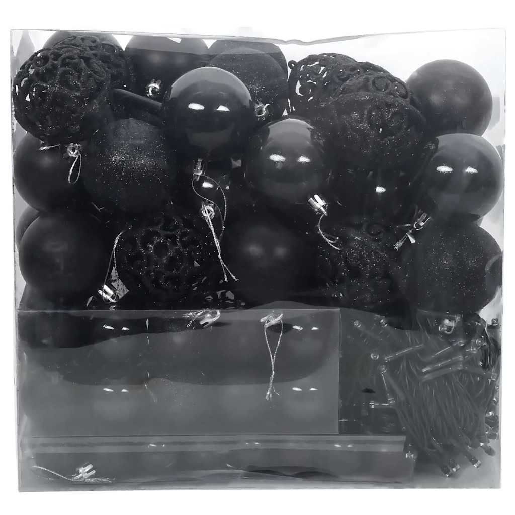 Set de Globuri de Crăciun cu 300 LED 120 pcs Negru Plastic GartenMobel Dekor