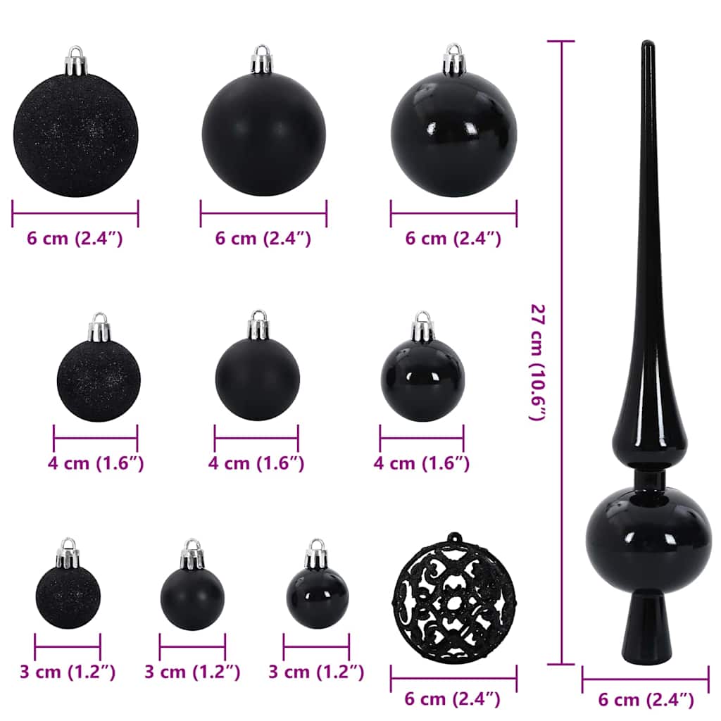 Set de Globuri de Crăciun cu 300 LED 120 pcs Negru Plastic GartenMobel Dekor