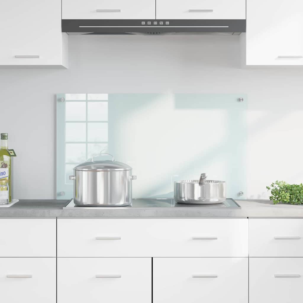 Spate de bucătărie Alb 90 x 50 x 0,8 cm sticlă securizată GartenMobel Dekor