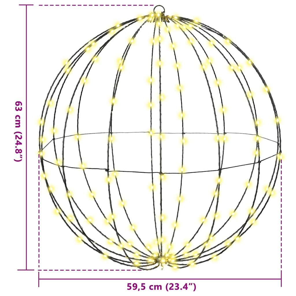 Bola cu 384 LED 2 pcs Alb cald 60 cm Metal GartenMobel Dekor