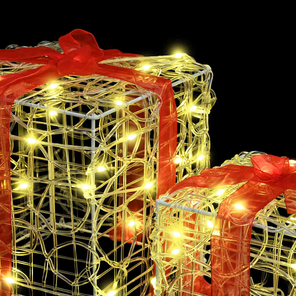 Cutie cadou cu 60 LED 3 pcs Alb cald 20 x 20 x 20 cm Acril GartenMobel Dekor