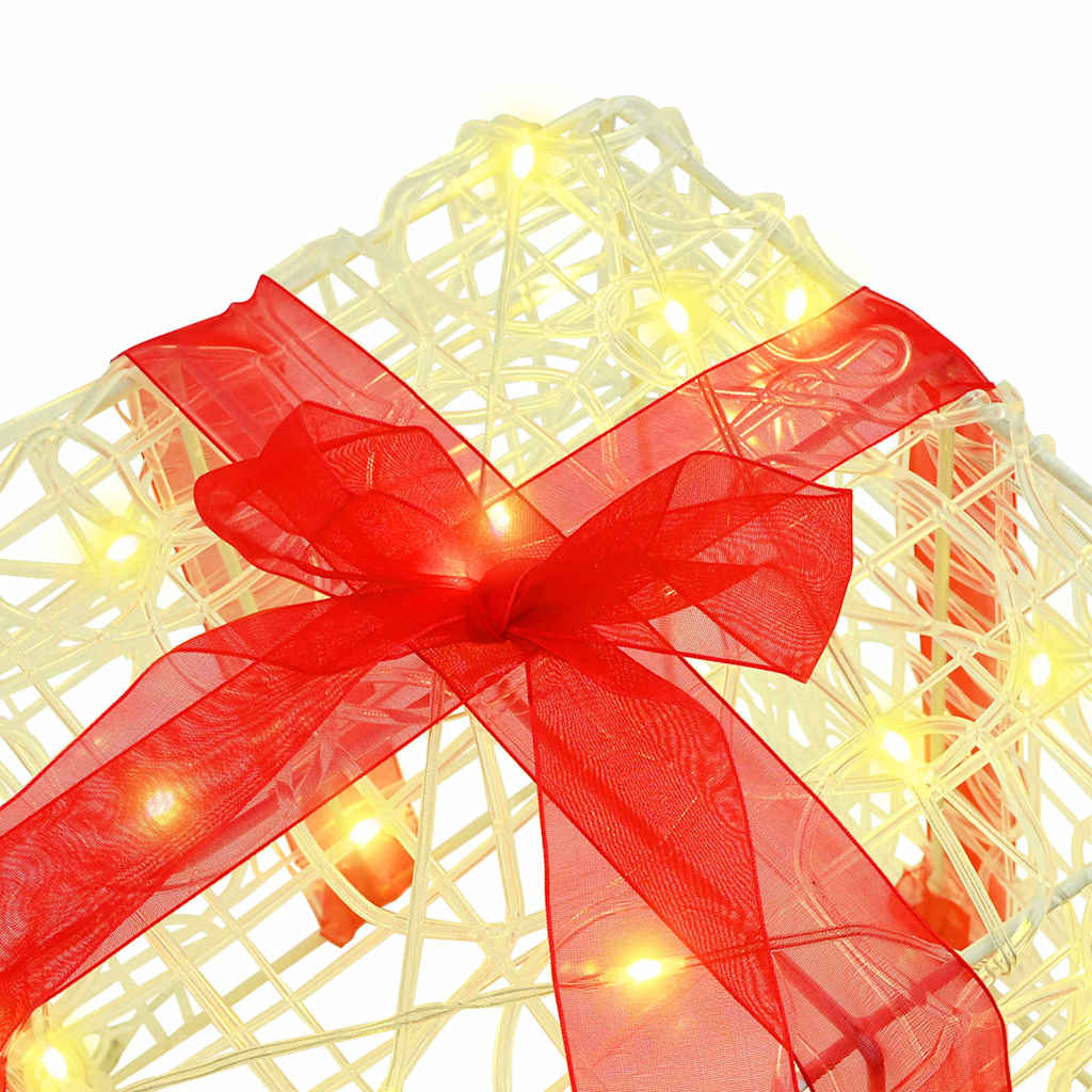 Cutie cadou cu 60 LED 3 pcs Alb cald 20 x 20 x 20 cm Acril GartenMobel Dekor