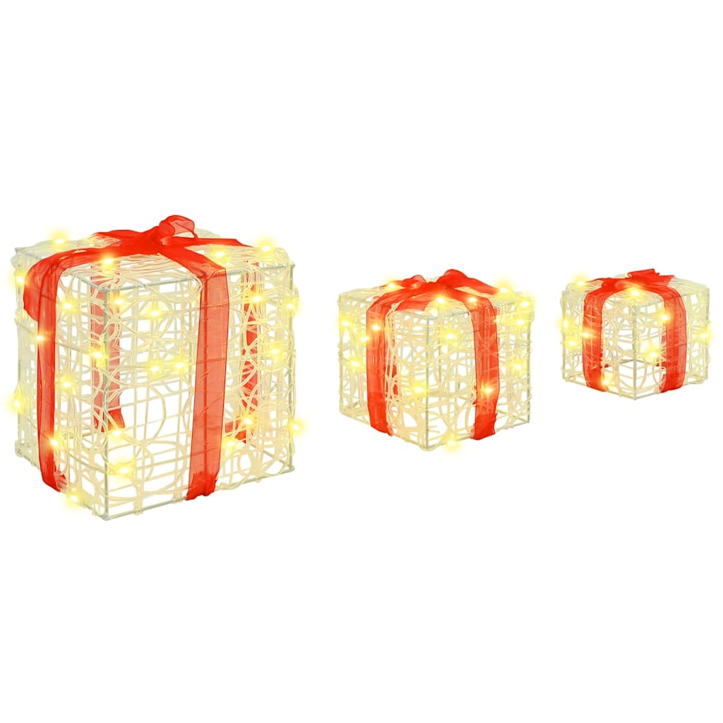 Cutie cadou cu 60 LED 3 pcs Alb cald 20 x 20 x 20 cm Acril GartenMobel Dekor