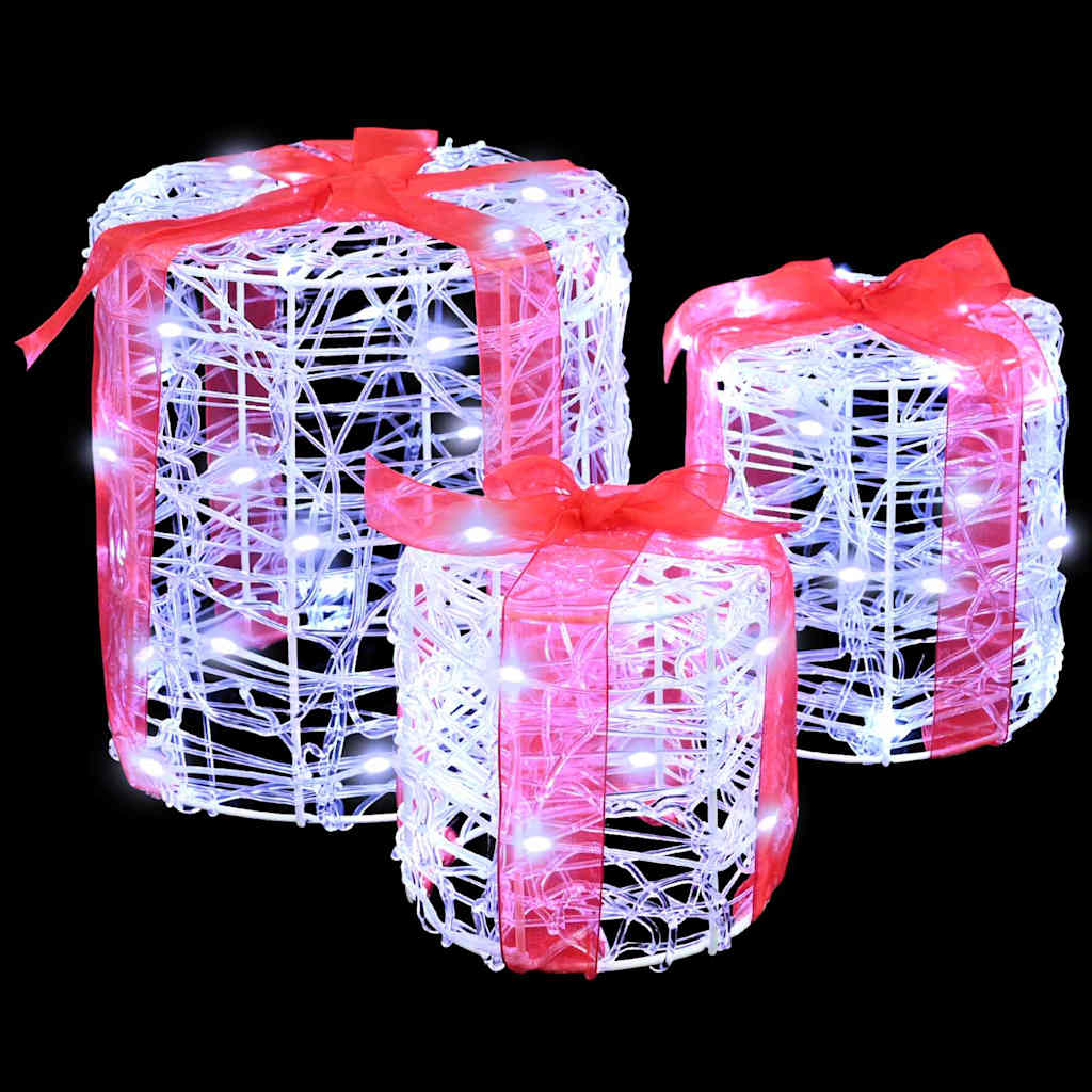 Decorație cutie de cadou 3 pcs Alb rece 20 x 20 x 21 cm Acril GartenMobel Dekor