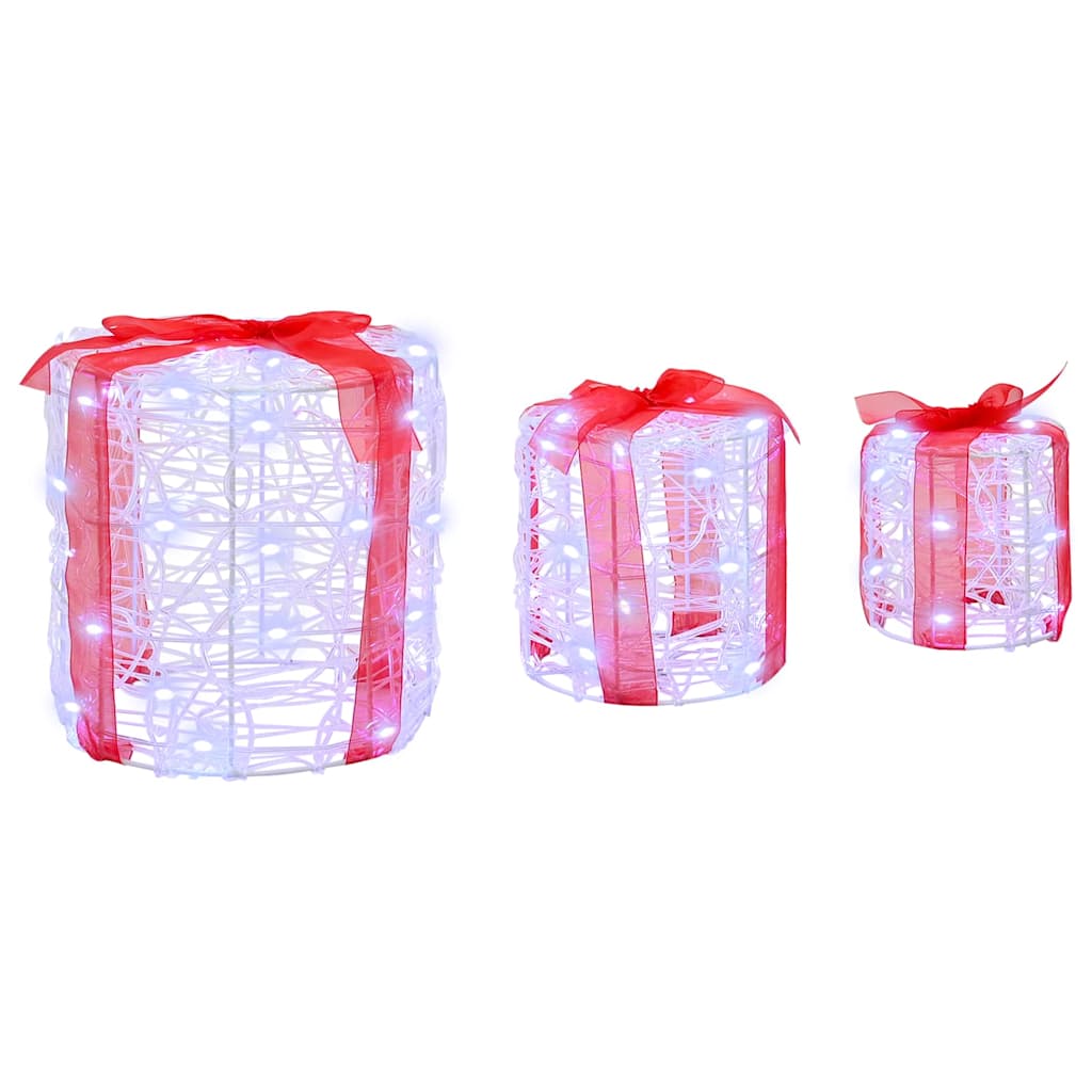 Decorație cutie de cadou 3 pcs Alb rece 20 x 20 x 21 cm Acril GartenMobel Dekor