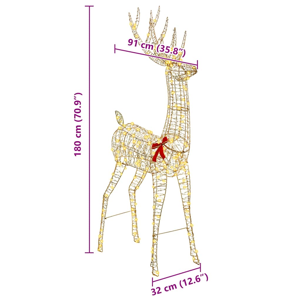 Ren 3D cu 250 LED Alb cald 180 cm PET GartenMobel Dekor