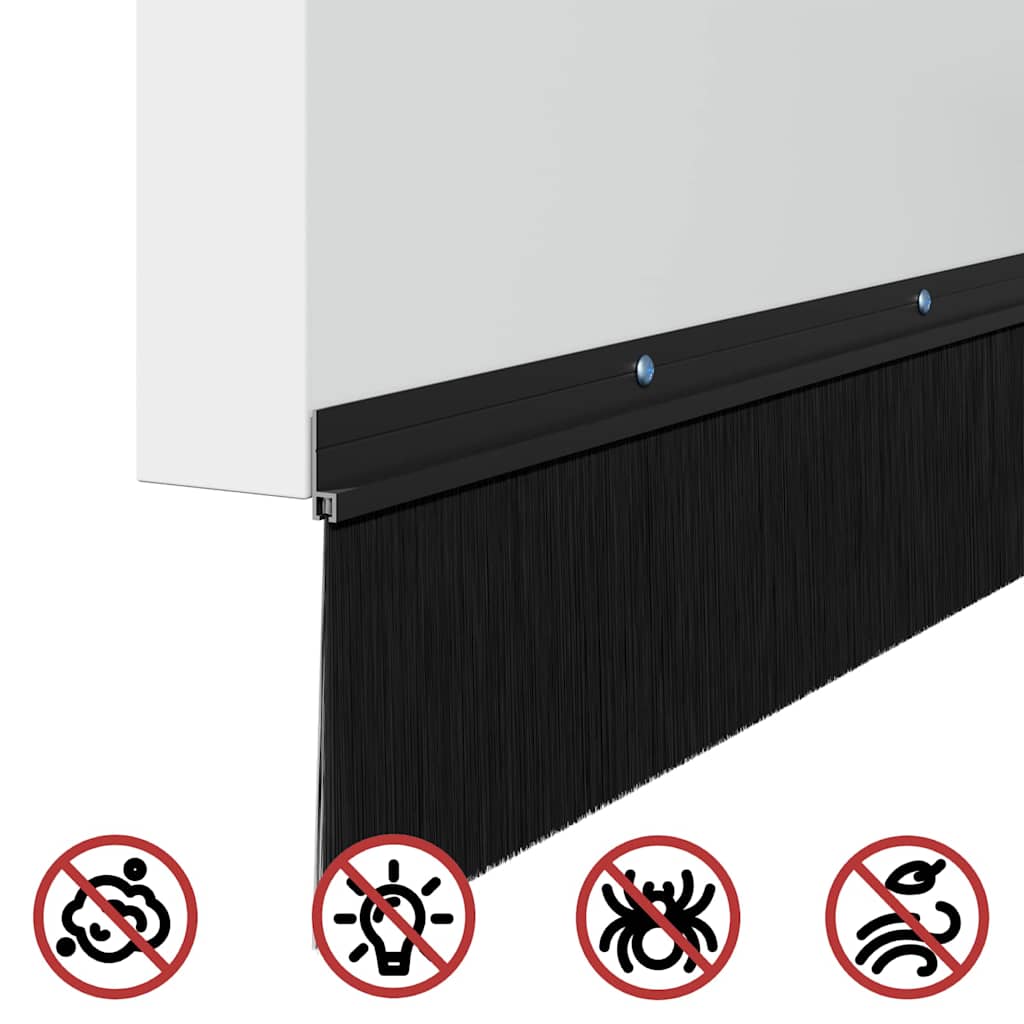 Perdele de ușă cu perii cu montare prin înșurubare 12 pcs Negru GartenMobel Dekor