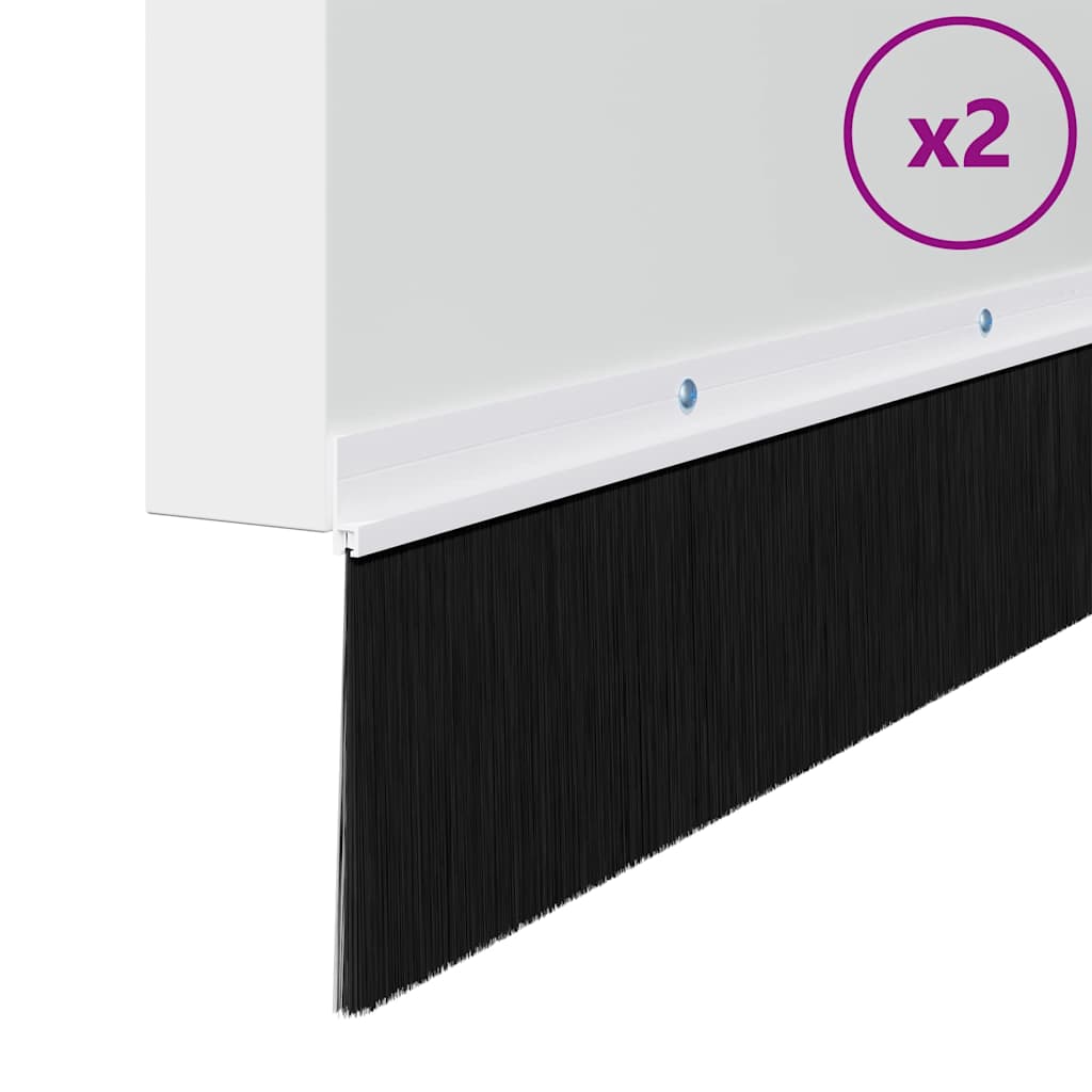 Perdele de ușă cu perii cu montare prin înșurubare 2 pcs Alb GartenMobel Dekor