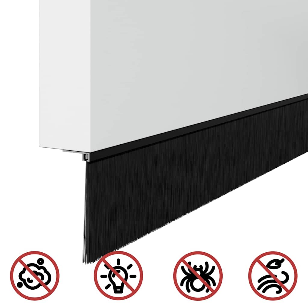 Perdele de ușă cu perii cu montare prin înșurubare 2 pcs Negru GartenMobel Dekor