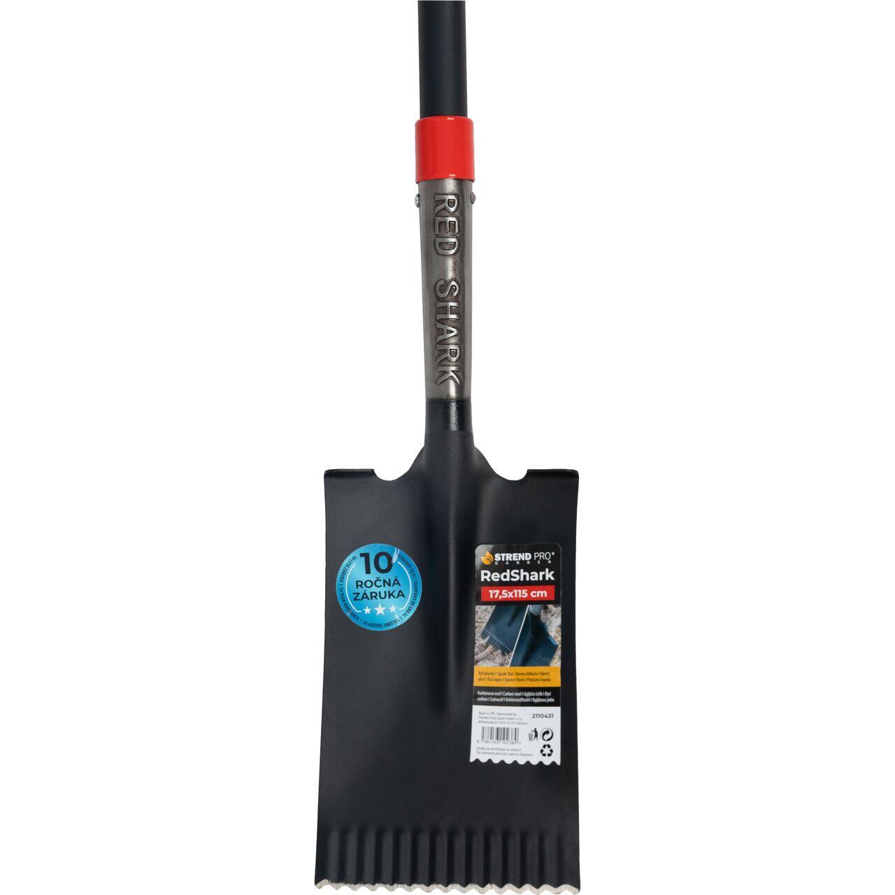 Harlet, cazma, drept, cu capat zimtat, coada fibra de sticla, 17x30x115 cm, Strend Pro Premium RedShark GartenVIP DiyLine