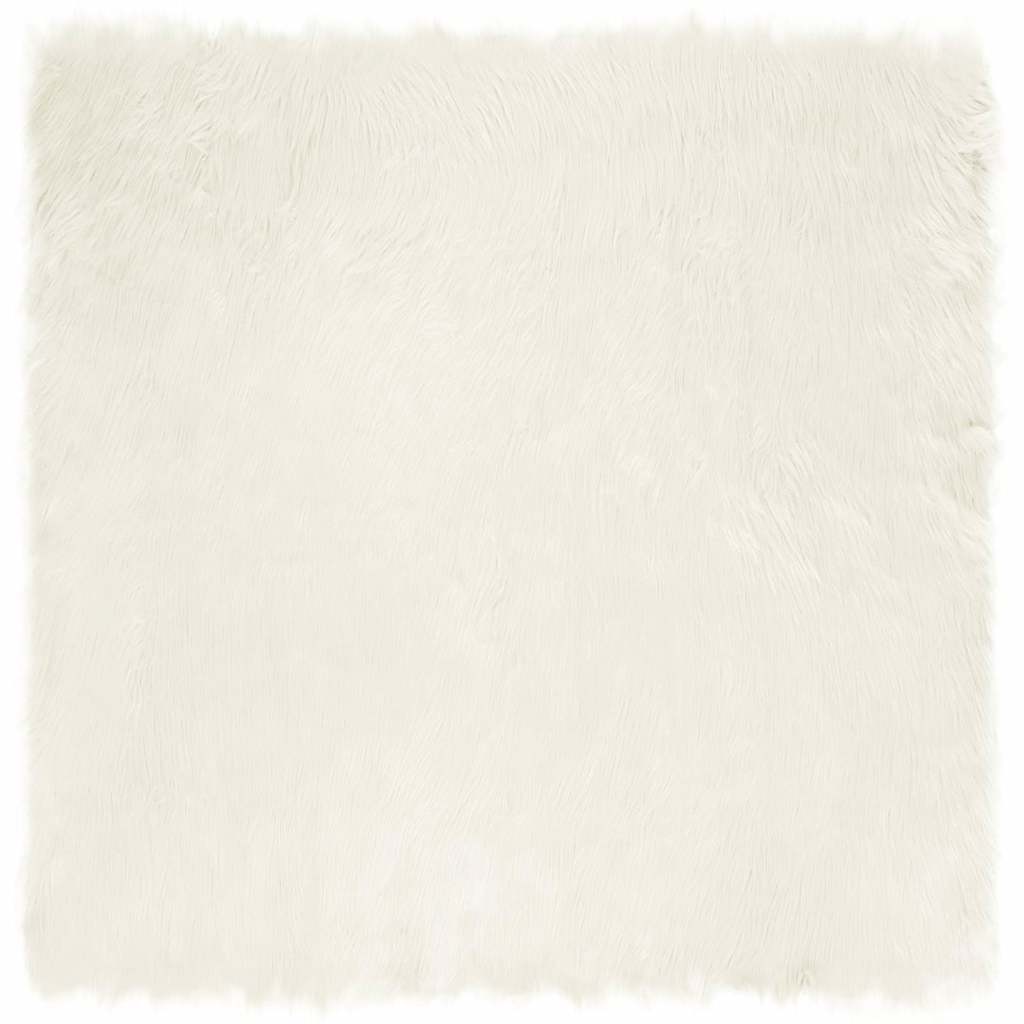 Covor Faux din Lână de oaie Alb 160 x 160 cm Poliester GartenMobel Dekor