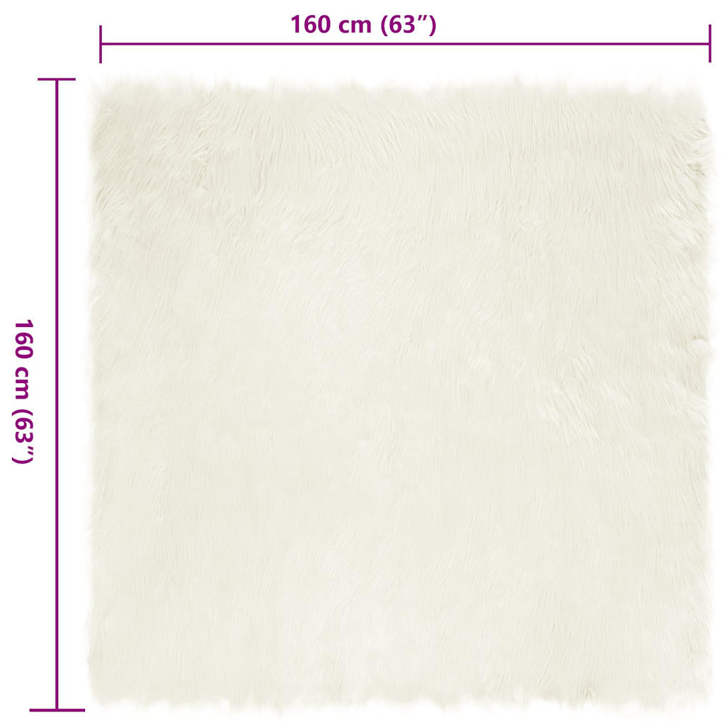 Covor Faux din Lână de oaie Alb 160 x 160 cm Poliester GartenMobel Dekor