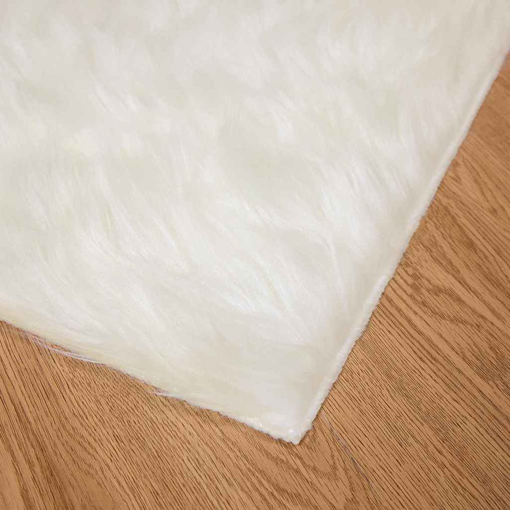 Covor Faux din Lână de oaie Alb 160 x 160 cm Poliester GartenMobel Dekor