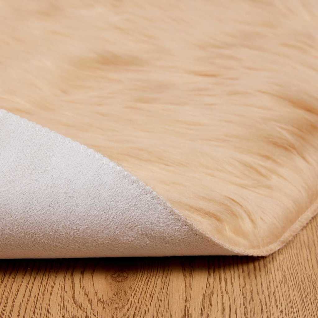 Covor Faux din Lână de oaie Bej 100 x 100 cm Poliester GartenMobel Dekor