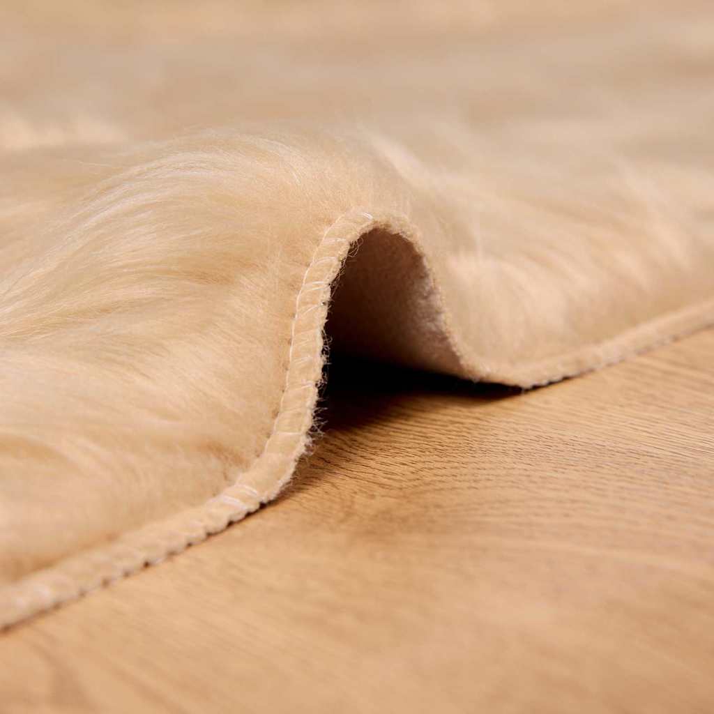 Covor Faux din Lână de oaie Bej 240 x 240 cm Poliester GartenMobel Dekor