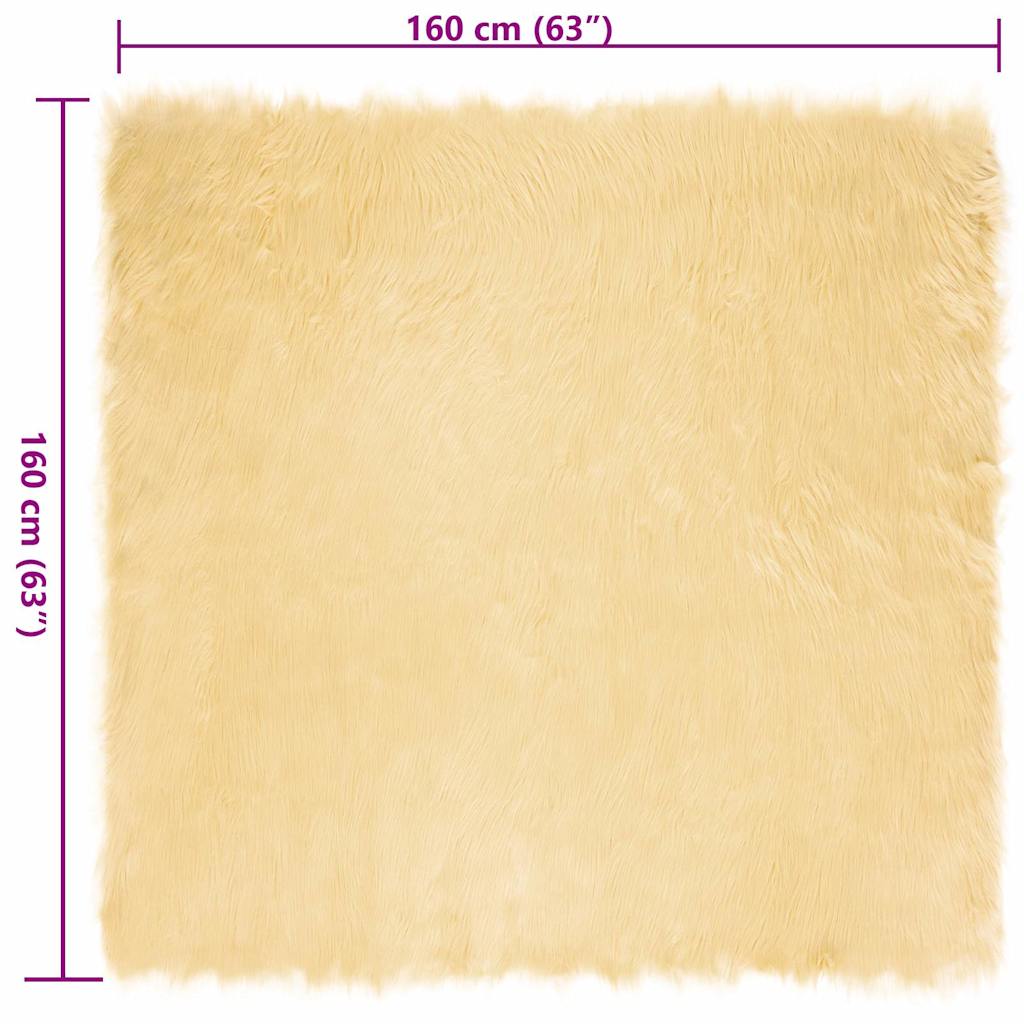 Covor Faux din Lână de oaie Crem 160 x 160 cm Poliester GartenMobel Dekor