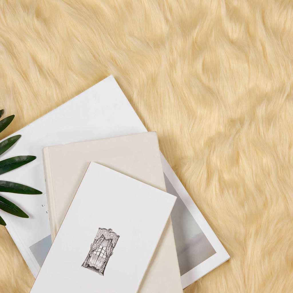 Covor Faux din Lână de oaie Crem 240 x 340 cm Poliester GartenMobel Dekor