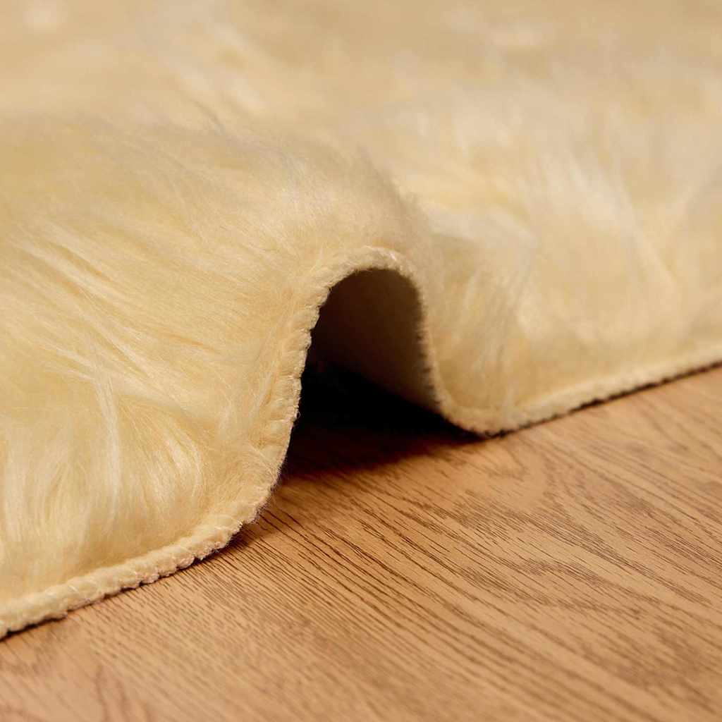 Covor Faux din Lână de oaie Crem 240 x 340 cm Poliester GartenMobel Dekor