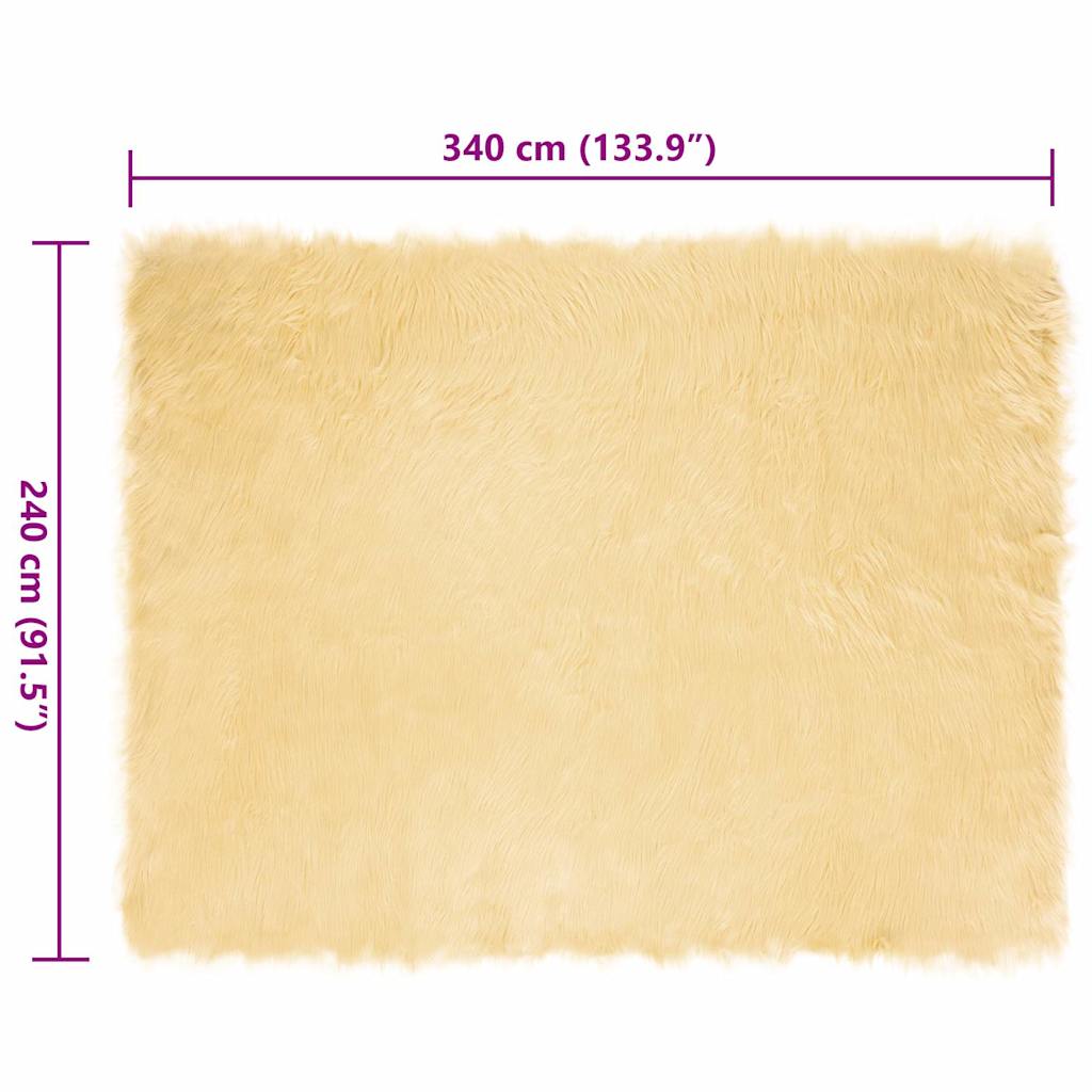 Covor Faux din Lână de oaie Crem 240 x 340 cm Poliester GartenMobel Dekor