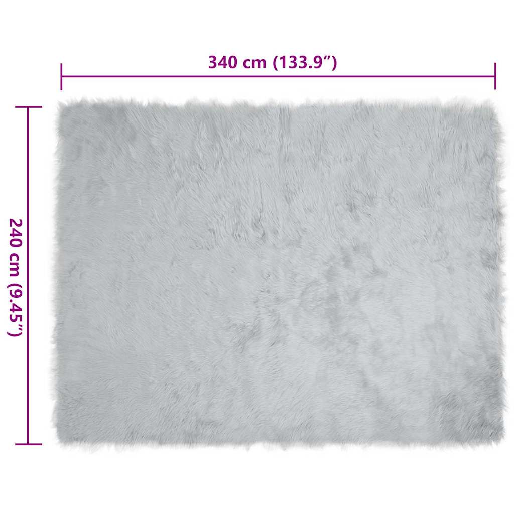Covor Faux din Lână de oaie Gri 240 x 340 cm Poliester GartenMobel Dekor