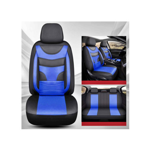 Huse Auto Universale 11 Piese Negru cu Albastru Compatibile Scaune Fata si Spate Cod: HNG1321-4 Automotive TrustedCars