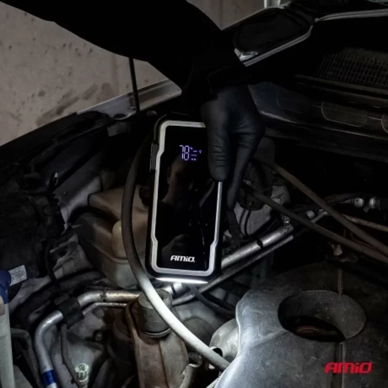 Robot pornire portabil 3 in 1 cu LED si Powerbank 12V 12Ah 1600A AMIO Garage AutoRide