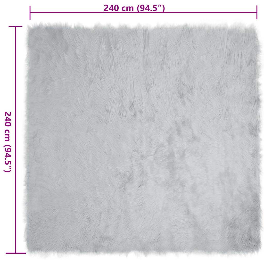 Covor Faux din Lână de oaie Gri 240 x 240 cm Poliester GartenMobel Dekor