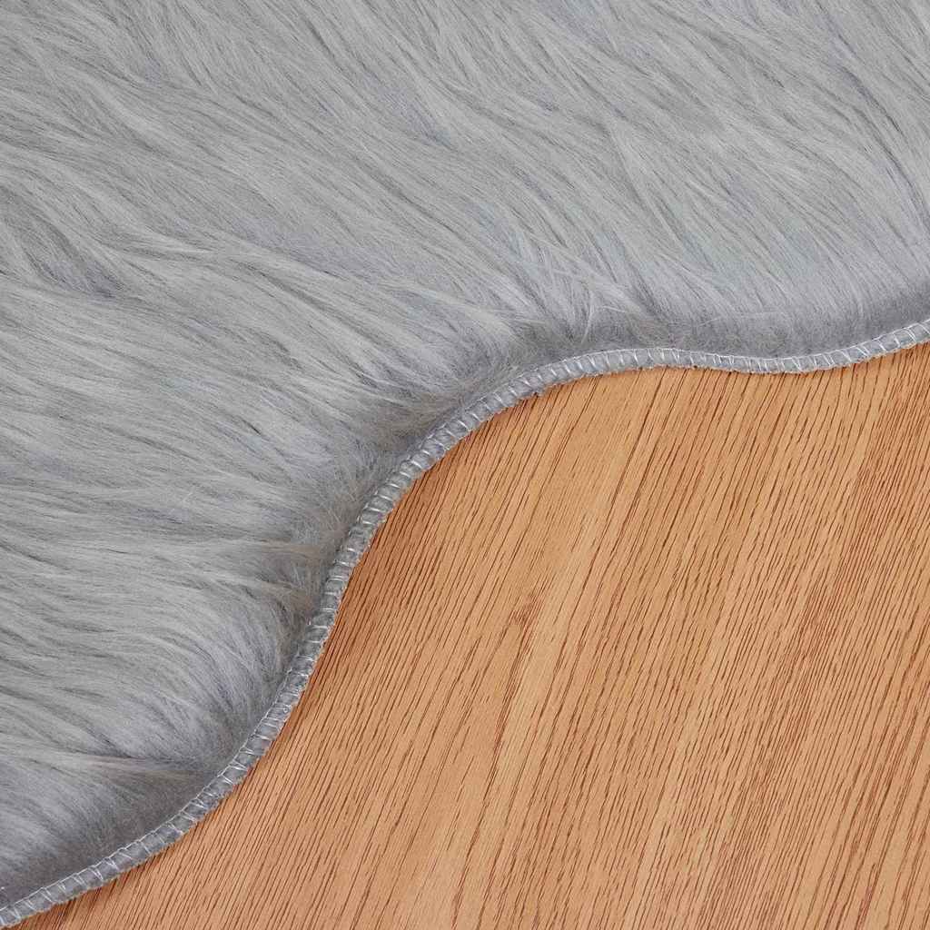 Covor Faux din Lână de oaie Gri 60 x 90 cm Poliester GartenMobel Dekor