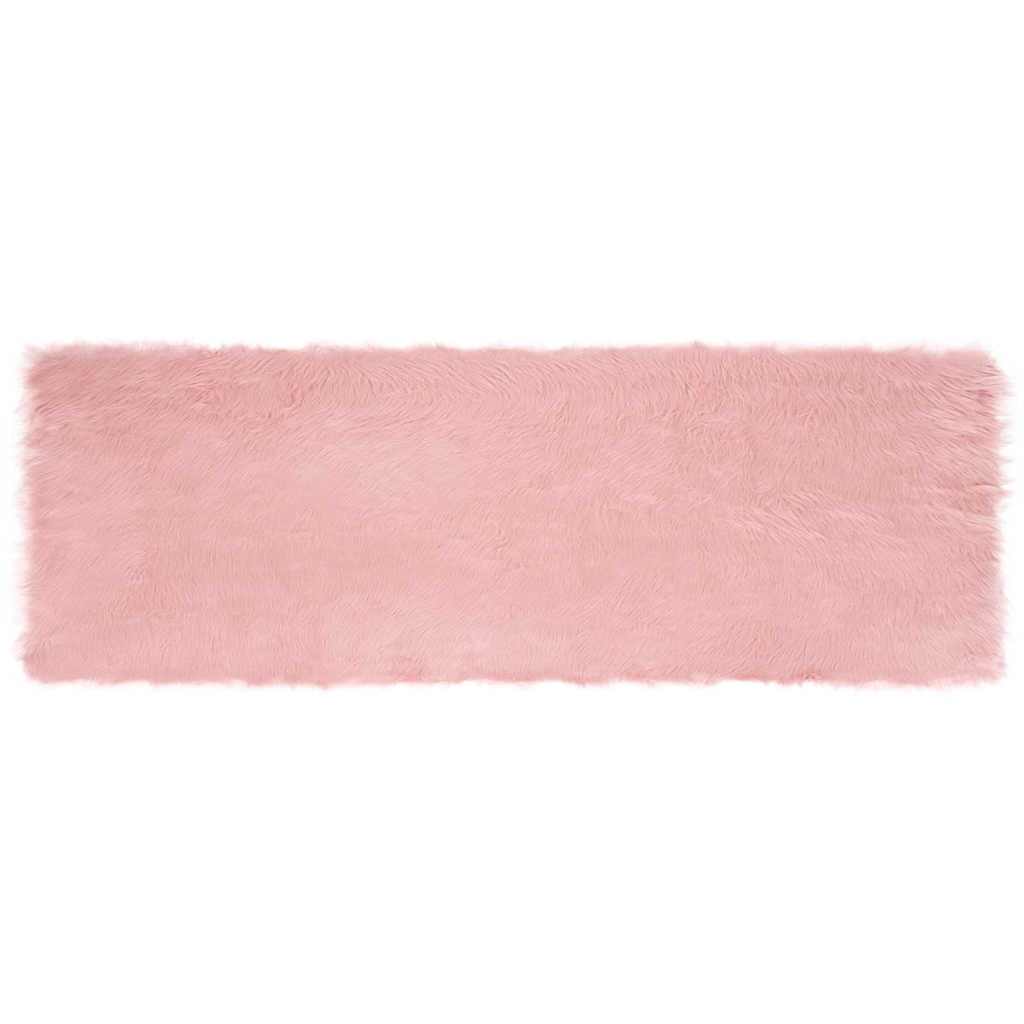 Covor Faux din Lână de oaie Roz 80 x 250 cm Poliester GartenMobel Dekor