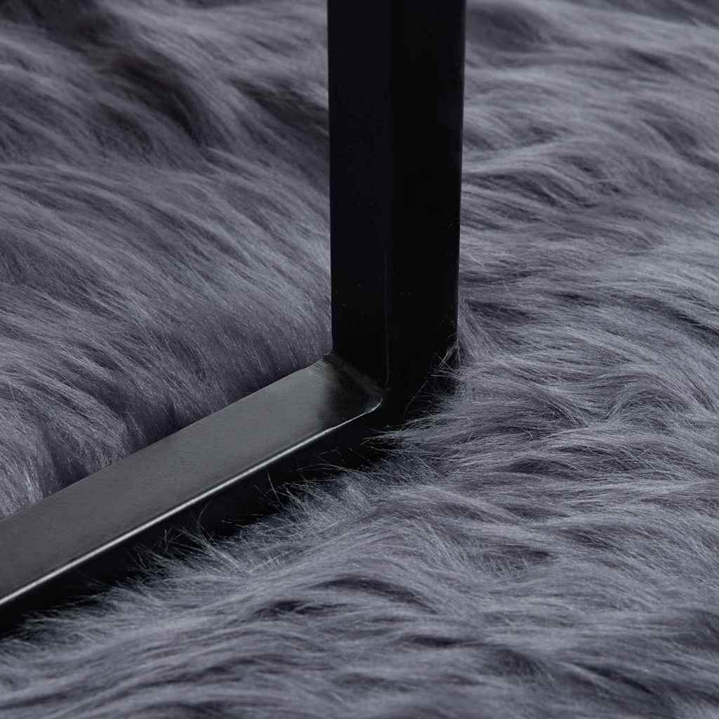 Covor Faux din Lână de oaie Antracit 200 x 280 cm Poliester GartenMobel Dekor