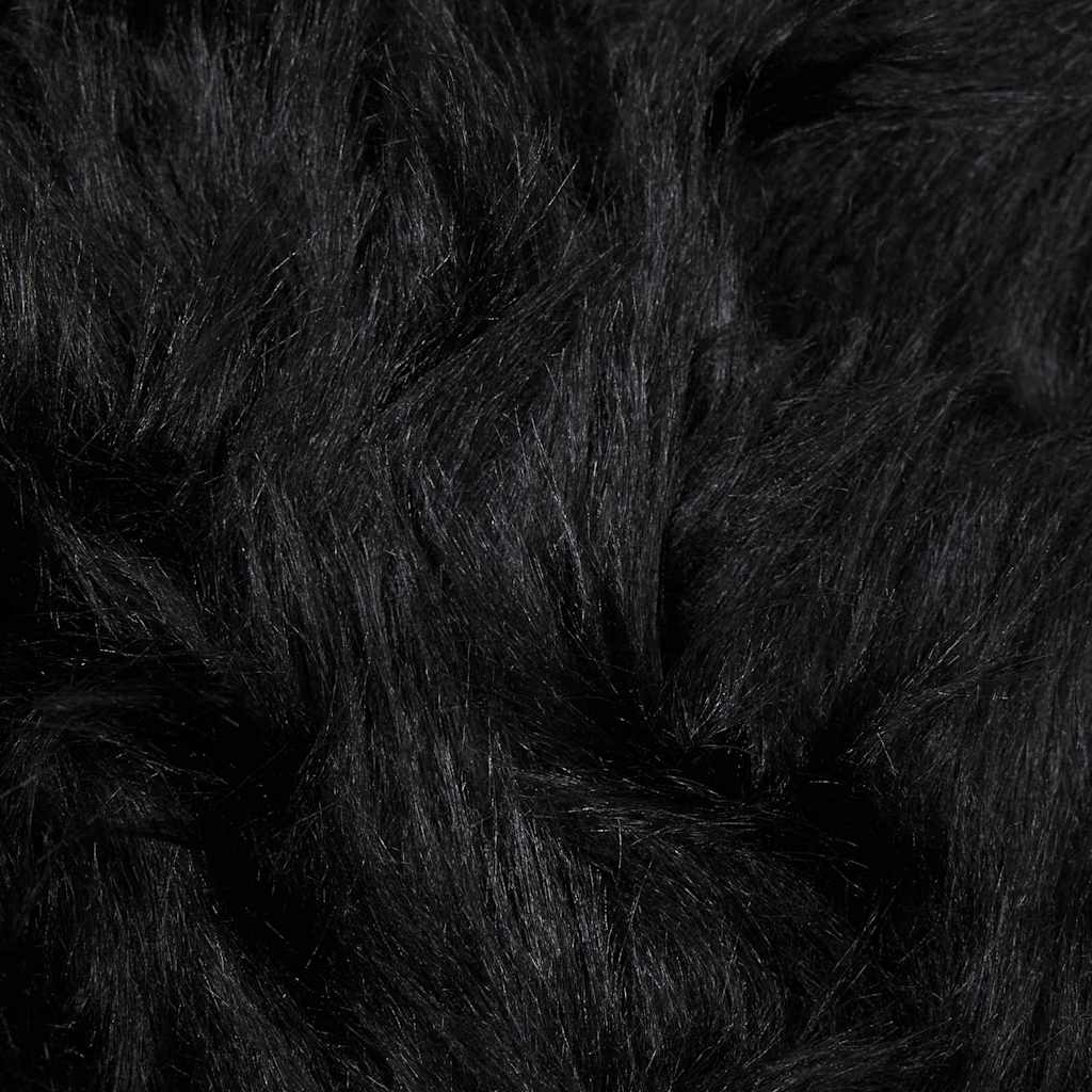 Covor Faux din Lână de oaie Negru 160 x 160 cm Poliester GartenMobel Dekor