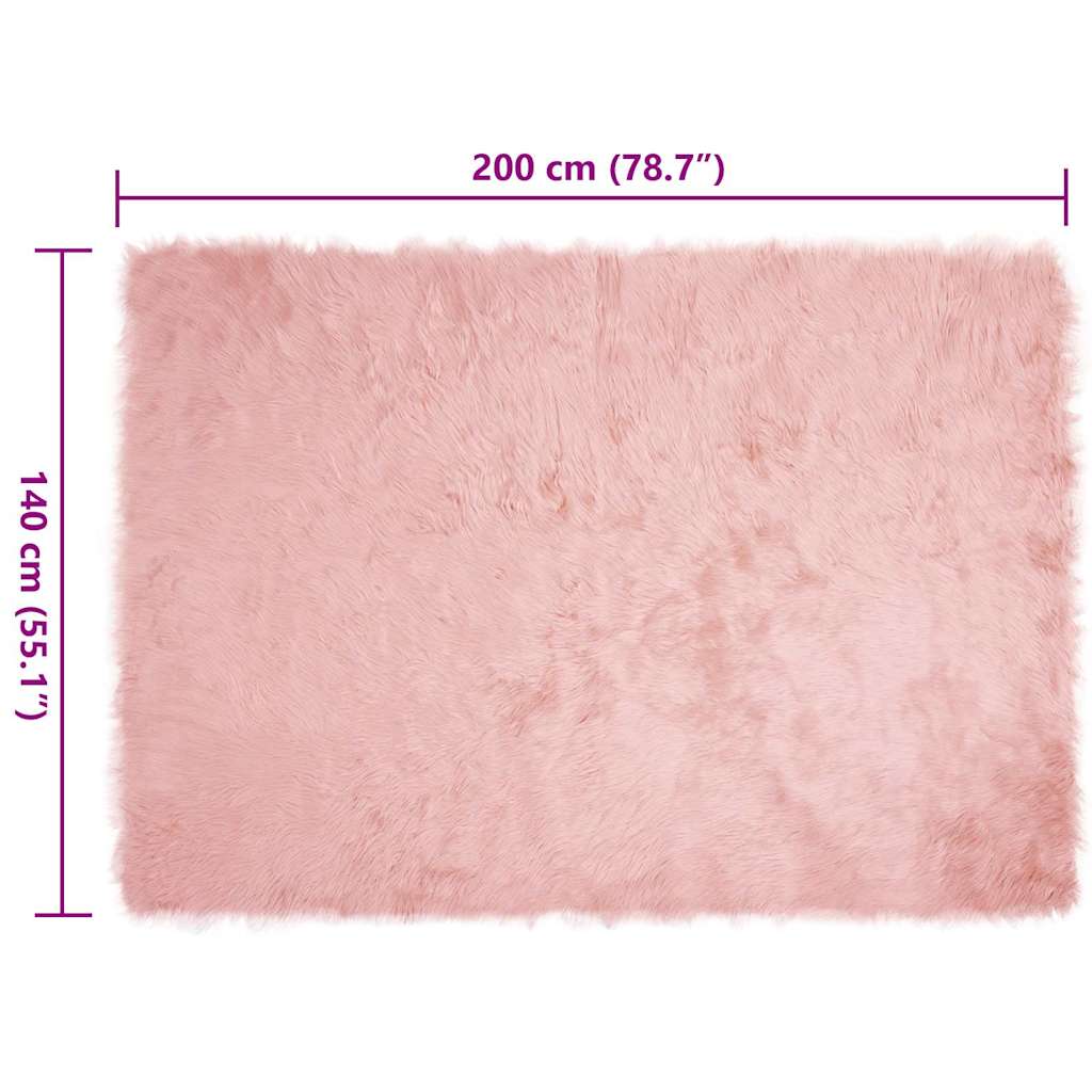 Covor Faux din Lână de oaie Roz 140 x 200 cm Poliester GartenMobel Dekor