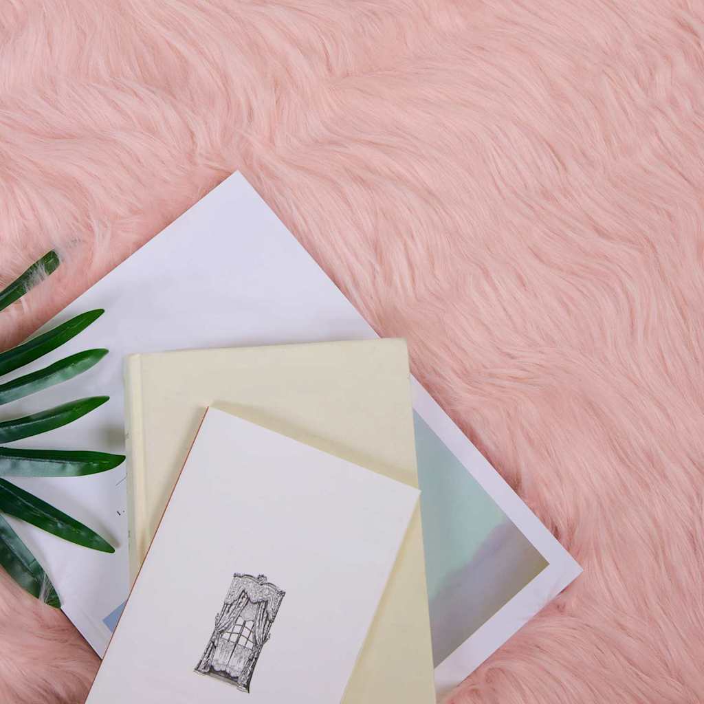 Covor Faux din Lână de oaie Roz 200 x 200 cm Poliester GartenMobel Dekor