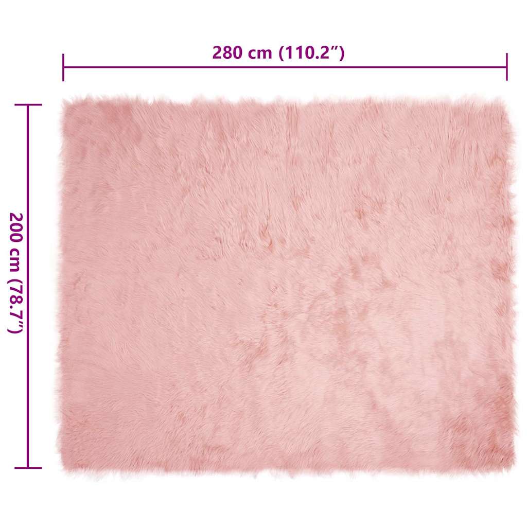 Covor Faux din Lână de oaie Roz 200 x 280 cm Poliester GartenMobel Dekor