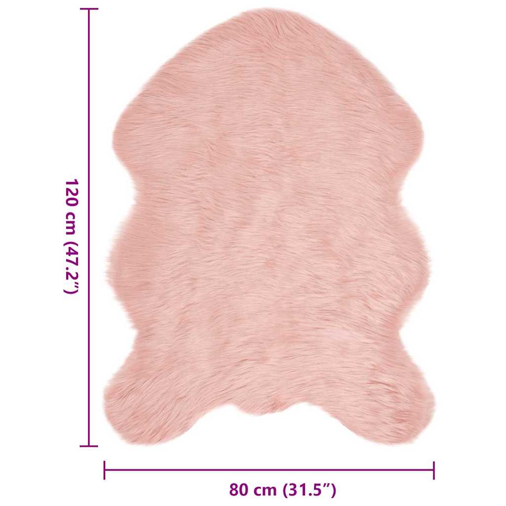 Covor Faux din Lână de oaie Roz 80 x 119 cm Poliester GartenMobel Dekor