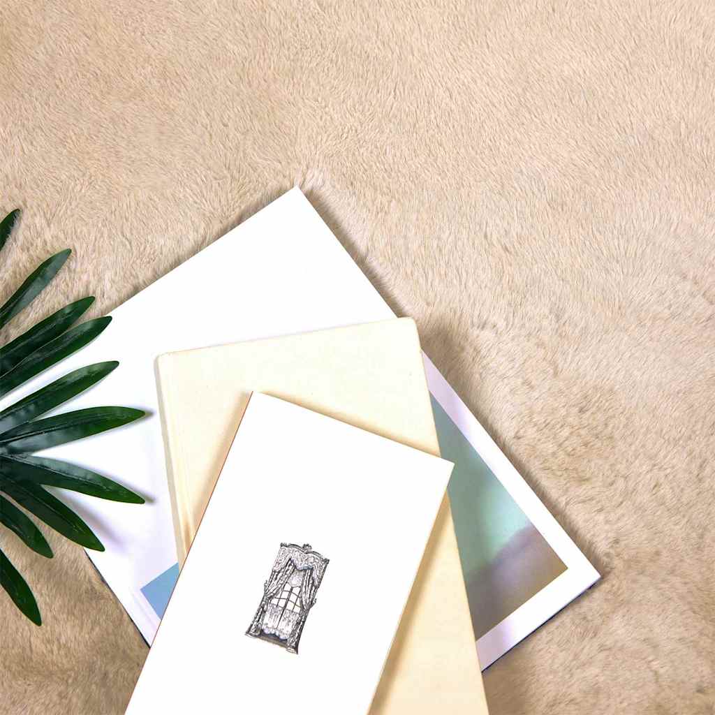 Covor din Blană Faux de Iepure Bej 120 x 120 cm Poliester GartenMobel Dekor