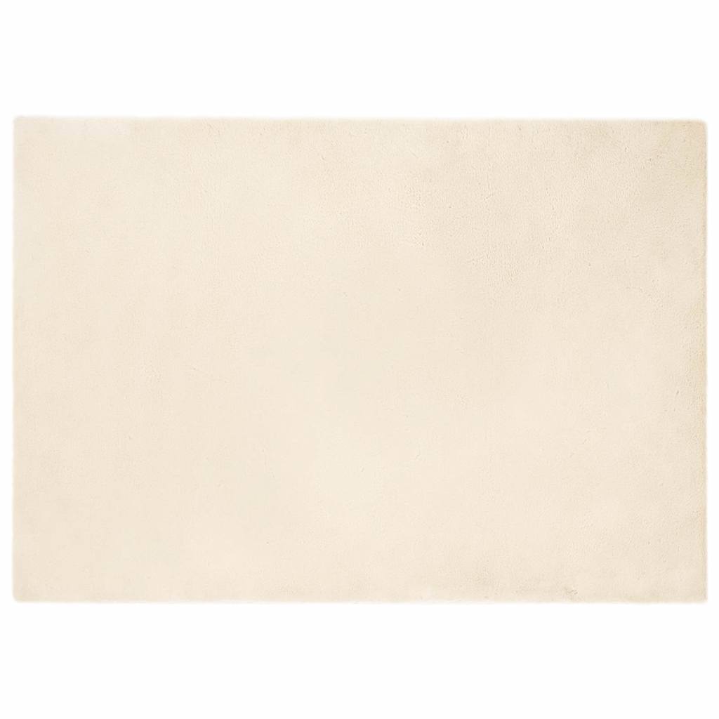 Covor din Blană Faux de Iepure Crem 140 x 200 cm Poliester GartenMobel Dekor